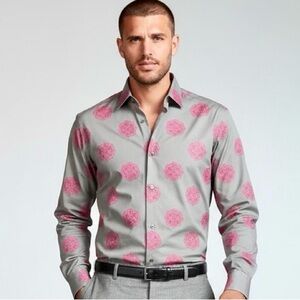 Ted Baker Medallion Jacquard Dress Shirt w/ French Cuffs
